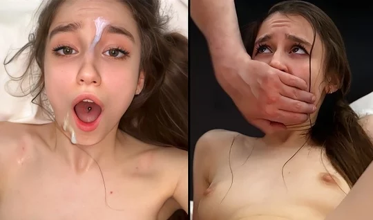 Young chick received a powerful facial after sex...