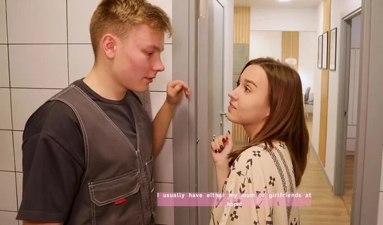 Russian chick gave a hot blowjob to a young plumber