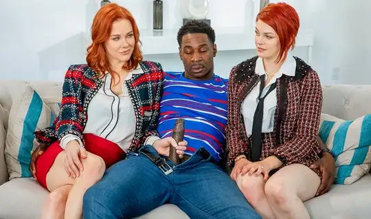 A Negro with a long and thick cock Fucks in different poses redheads S...