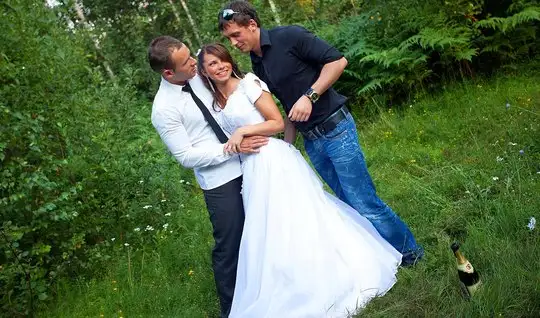 Mans best friend admits Russian bride in nature in a circle and gives ...