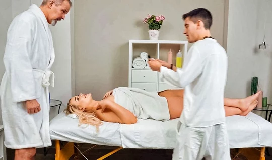 The blonde managed to cheat on her mature husband during a massage session