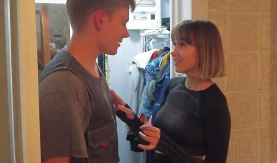 Russian girl thanks the plumber with hot sex