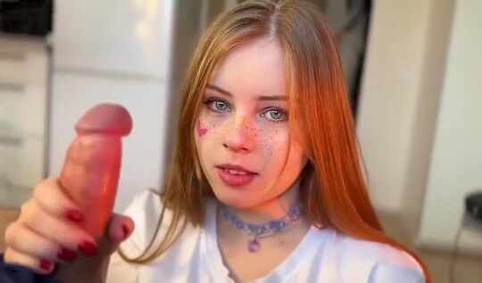 Russian bitch with pleasure makes a blowjob in homemade porn