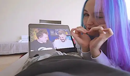 Russian girl with blue hair loves shooting homemade sex