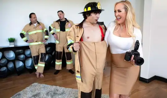 Mama dont mind hot fucking with a excited member of the fireman